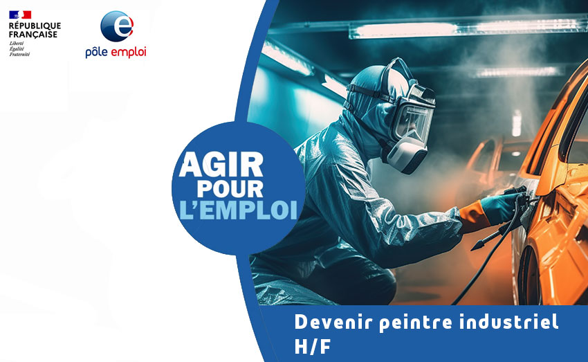 peintre industriel qui utilise pistolet à peinture sur une carrosserie de voiture