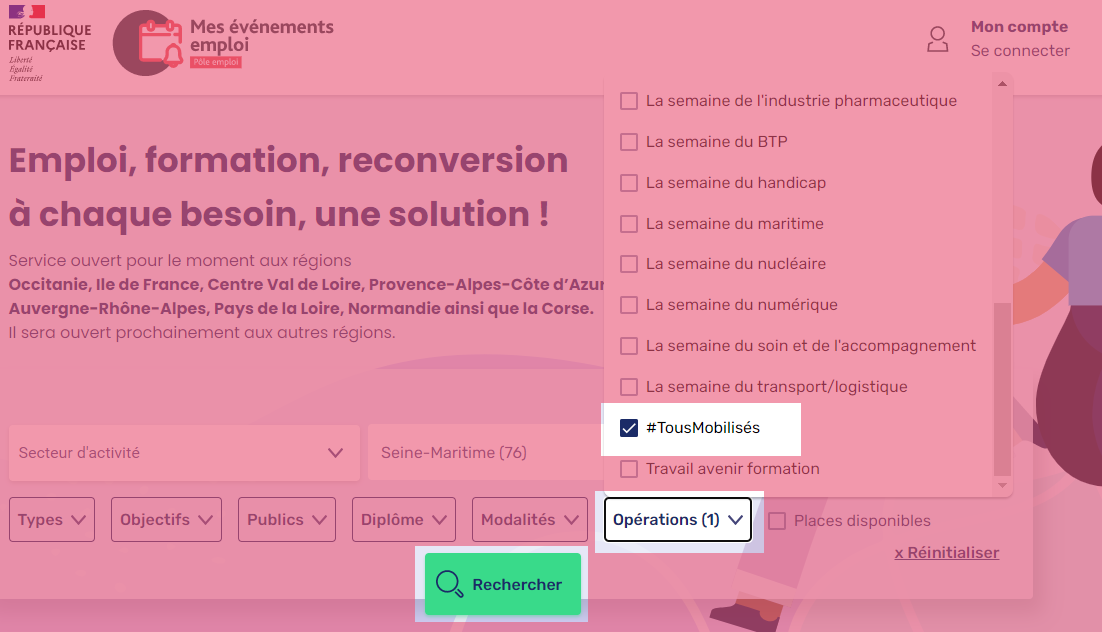 capture d'écran Mes Événements Emploi
