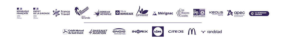 Les organisateurs, partenaires et recruteurs du tram de l'emploi de Bordeaux